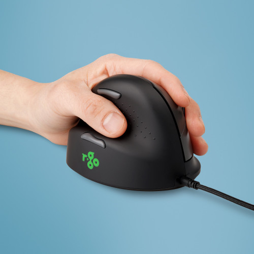 R-Go Tools Ergonomic mouse R-Go HE Break with break software, medium (hand size 165-185 mm), left-handed, Wired, black - RGOHELE , RGOHELE