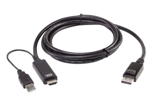ATEN 2L-7D02HDP video cable adapter 70.9" (1.8 m) HDMI + USB DisplayPort Black - 2L7D02HDP , 2L7D02HDP