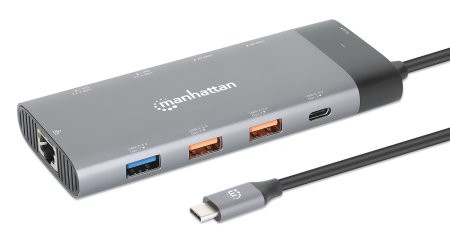 Manhattan 130714 laptop dock/port replicator Wired USB 3.2 Gen 2 (3.1 Gen 2) Type-C Gray , 130714