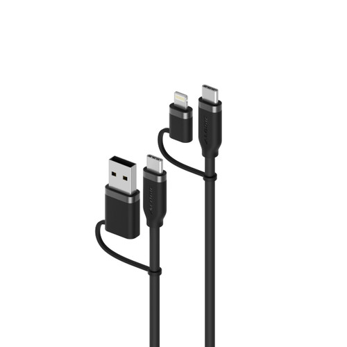 ALOGIC ELSI4IN1U2BK1.5 USB cable 59.1" (1.5 m) USB A/USB C USB C/Lightning Black , ELSI4IN1U2BK1.5