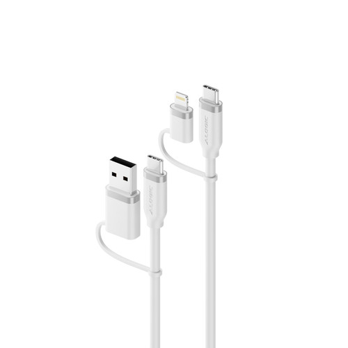 ALOGIC ELSI4IN1U2WH1.5 USB cable 59.1" (1.5 m) USB A/USB C USB C/Lightning White , ELSI4IN1U2WH1.5