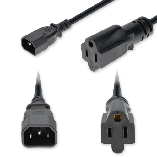 AddOn Networks ADD-C142N515C18G6FBK power cable Black 70.9" (1.8 m) IEC C14 NEMA 5-15R , ADD-C142N515C18G6FBK