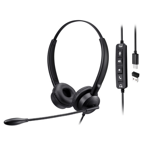 Adesso Xtream P4T-TAA Headset Wired Head-band Office/Call center USB Type-C / USB Type-A Black - Xtream-P4T-TAA , Xtream-P4T-TAA