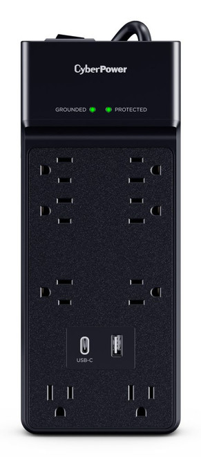 CyberPower CSP806UC18 surge protector Black 8 AC outlet(s) 125 V 70.9" (1.8 m) , CSP806UC18