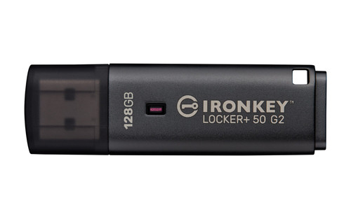 Kingston Technology IronKey 128GB Locker Plus 50 G2, FIPS 197, AES-256 - IKLP50G2/128GB , IKLP50G2/128GB