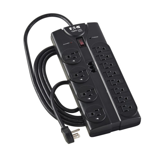 TLP1208TEL |Eaton Protect It! 12-Outlet Surge Protector, 8 ft. (2.43 m) Cord, 2160 Joules, Tel/Modem Protection - TLP1208TEL