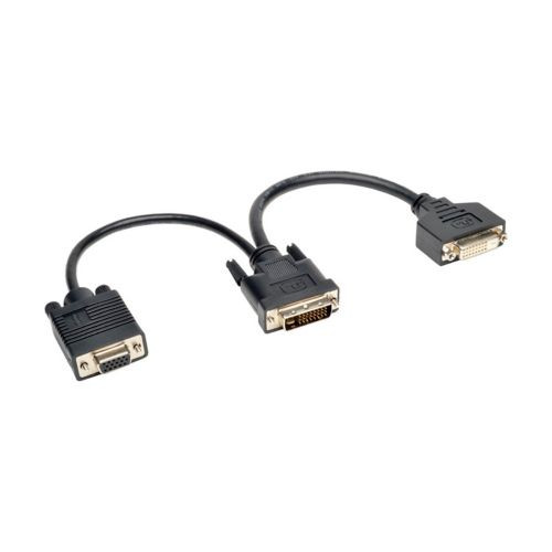 P564-06N-DV |Eaton DVI Y Splitter Cable, Digital and VGA Monitors (DVI-I M to DVI-D F and HD15 F) 6-in. (15.24 cm) - P564-06N-DV