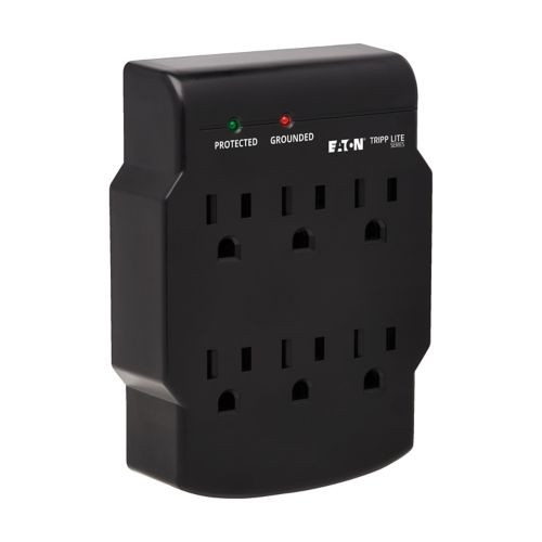 SK6-0/SPIKEBLOK |Eaton Tripp Lite Series Protect It 6-Outlet Low-Profile Surge Protector, Direct Plug-In, 750 Joules, Diagnostic LED - SK6-0/SPIKEBLOK
