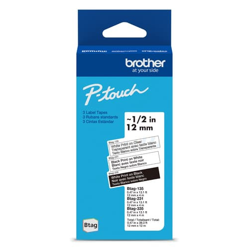 BTAG3M01 |Brother B.tag 12mm x 4m Label Tape, 3-Pack - BTAG3M01