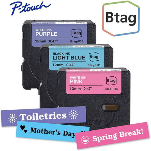 BTAG3M02 |Brother B.tag 12mm x 4m Label Tape, 3-Pack - BTAG3M02