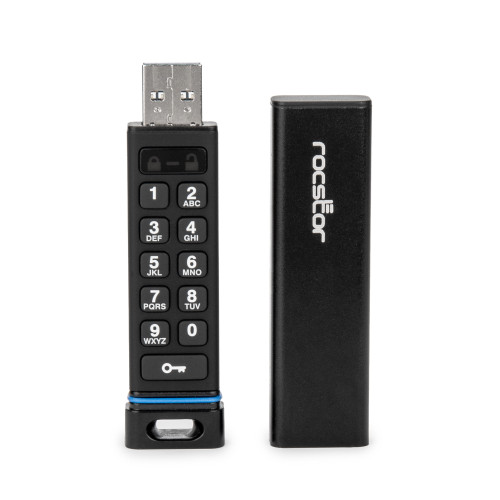 E82014-B1 |Rocstor 64GB DataSecure FX5 Encrypted USB-A 3.2 Gen 1 Flash Drive - E82014-B1