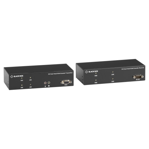 KVXLCF-200-R2 |Black Box KVM Extender Kit Over Fiber - Dual-Monitor, DVI-D, USB 2.0, Audio, Serial, Local Video Out, SFP Port - KVXLCF-200-R2