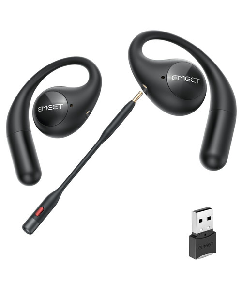 EMO1BB-LD |EMEET AirFlow Open-Ear Headphones with Detachable Mic Boom - EMO1BB-LD