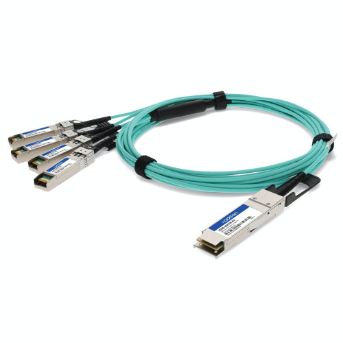 10322-AOC7M-AO , AddOn Networks 10322-AOC7M-AO InfiniBand/fibre optic Cable 275.6" (7 m) QSFP+ 4x SFP+ AOC Aqua color