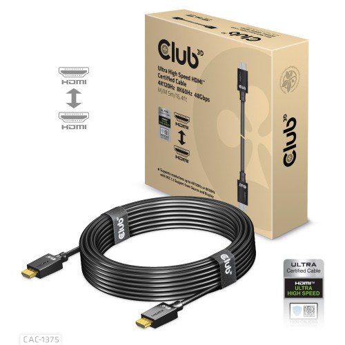 CAC-1375 , CLUB3D CAC-1375 HDMI Cable 196.9" (5 m) HDMI Type A (Standard) Black