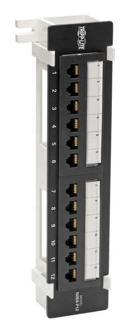 N050-P12 , Eaton Tripp Lite N050-P12 Cat5e Wall-Mount 12-Port Patch Panel, PoE+ Compliant, RJ45, 110/Krone, 568A/B, TAA