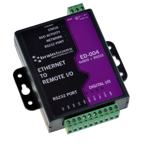 ED-004 , Brainboxes ED-004 Ethernet to 4 Digital IO and RS232 Serial Port digital/analogue I/O module