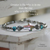 IN-186  WOW Crystal Swarovski Cross Bracelet..Greater is He that is in Me... Go