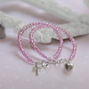 STG-144CR  CROSS Infant 41/2" Stunning Pink Crystal Sterling Silver Bracelet