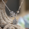 IN-556  Rose and Mother Mary Necklace