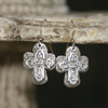 IN-72  Four Way Catholic Medal and Hammered Cross Dangle Earrings