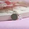 EG-2  Engraveable Stainless Disk with Crystal Drop Bead Necklace