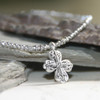 IS-33PLAT  Beaded Cross Necklace Platinum Crystals