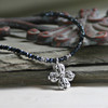 IS-33HEM  Hematite Crystal Beaded Cross Necklace