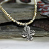 IS-33PRL  Faceted Glass Pearl Cross Necklace