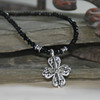 IS-33BLK  Black Facedted Beads Cross Necklace, Classic Styling