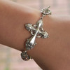 BR-12  Gorgeous Cross and Platinum Beaded Bracelet with Toggle