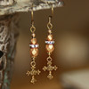 IN-78  Vintage Gold Cross Earrings