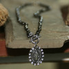 IN-564 St. Benedict Necklace on Hematite Rosary Style Link Chain