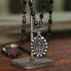 IN-564 St. Benedict Necklace on Hematite Rosary Style Link Chain