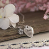 CJ-553  Flower Girl Stainless Steel Heart Necklace and can be Engraved on Backside too!