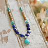 IS-375  Mutlti stone beautiful Beaded Necklace with Turquoise Drop