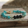 BR-32  Essential Oil Diffuser Bracelet Turquoise chips with Lava Stone