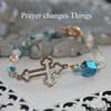 IN-212C  Prayer Changes Things Crystal and Open Cross Bracelet with Timeless Colors