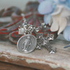 IN-583 Mary Charm Necklace with Filagree Cross and Crown
