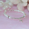 STG-272-4.5  Freshwater Pearls and Sterling Silver Cross Infant Bracelet 