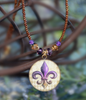 ART-224 Purple & Gold Fleur de Lis ART necklace