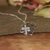 IN-587  Seed Pearl Cross layered on Scroll design Necklace
