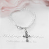 CJ-122  Infant Dainty Cross Fine Glass Pearls Bracelet