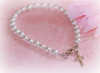 CJ-429-6 Child Bracelet Glass Pearls 6" Rhodium finish