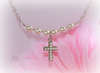 CJ-357 Seed Pearl Rhodium Cross Necklace