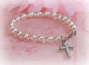 CJ-358-5 Baby Seed Pearl Cross Bracelet 5"