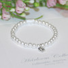 STG-278  Sterling Silver Puffed Heart Pearl Bracelet