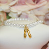 CJ-616  Golden Ballet Shoes Pearl "stretchy" Bracelet 6"