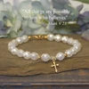 IN-784  Faceted Pearl and Cross Mark 9:23 Bracelet