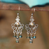 FER-376  Lacy Silvertone and Crystals Earrings